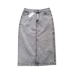 NWT VELVET HEART Paulina Midi Light Gray Denim Skirt - Size L/G